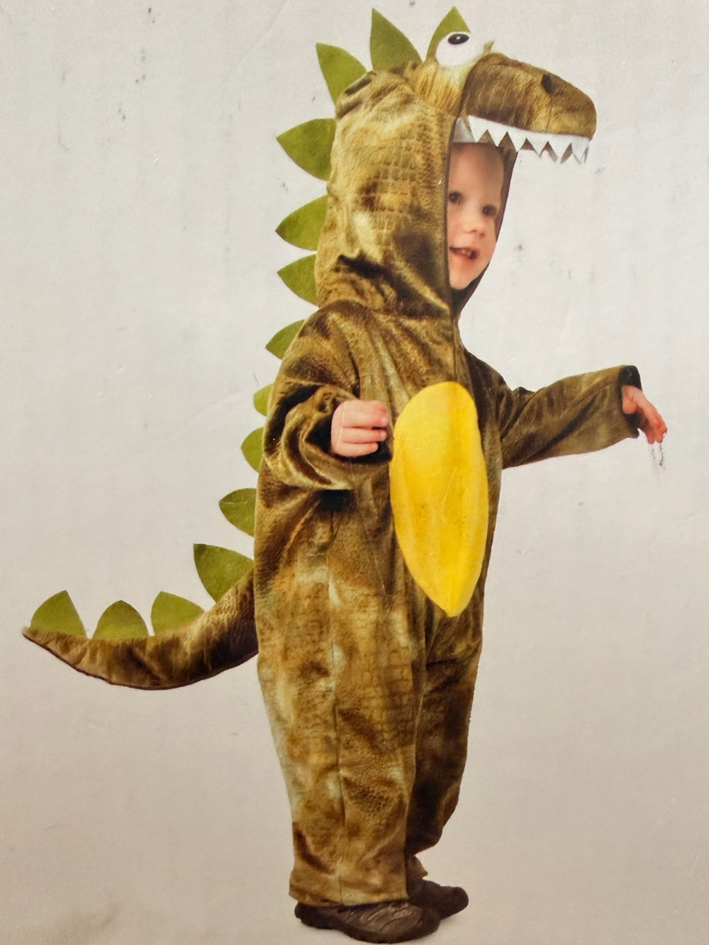 NEW!! Kids Green Dinosaur Costume with Yellow Belly- TRex